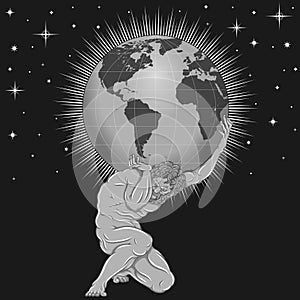 Vector of Atlas holding the earth