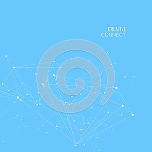 Vector atom geometric structure. Digital graphic network molecule. Global connect element. Data concept