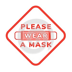 Vector attention sign, please wear face mask, in flat style