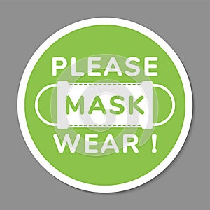 Vector attention sign, please wear face mask, in flat style