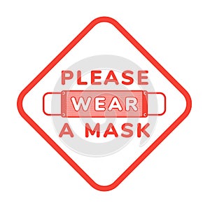 Vector attention sign, please wear face mask, in flat style photo