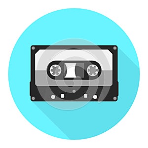 Vector audio cassette icon. Audiotape flat icon.