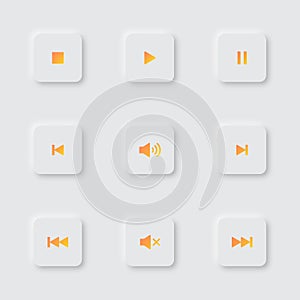 Vector Audio Player Control Button Gradient Set With Neomorphism Style photo