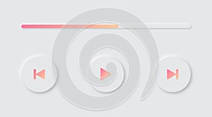 Vector Audio Player Control Button Musik Gradient Set With Neomorphism Style photo