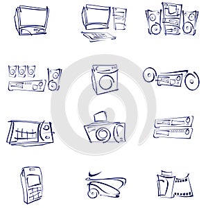 Vector, Audio, video, icons