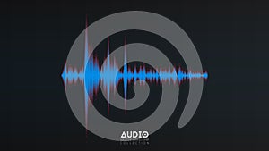 Vector audio wavefrom. Abstract music waves oscillation. Futuristic sound wave visualization. Synthetic music technology