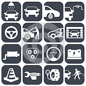 Vector auto mechanic car icons set