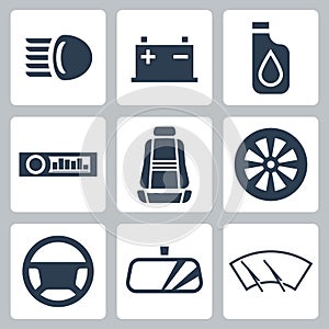Vector auto parts icons set