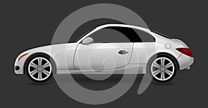 Vector automobile coupe isolated profile side view. Luxury modern sedan transport auto car. Side view car design illustration