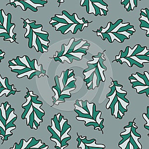 Vector autumn leaf seamless pattern in green