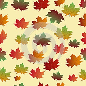 Vector autumn seamless pattern maple leaves - autumn colors