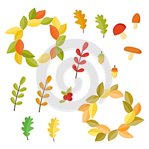 Vector Autumn set. Collection with autumn signs
