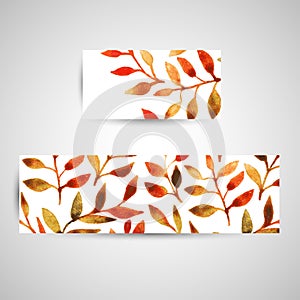 Vector autumn watercolor leaf pattern template