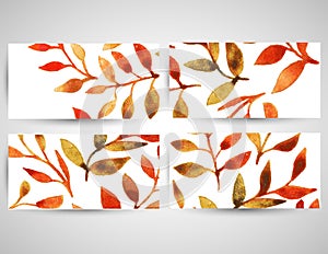 Vector autumn watercolor leaf pattern template