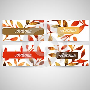 Vector autumn watercolor leaf pattern template