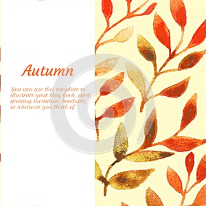 Vector autumn watercolor leaf pattern template