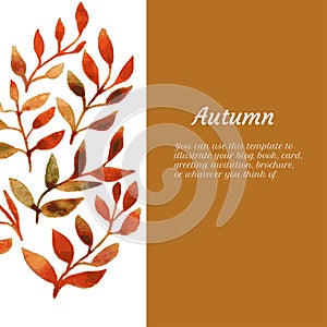 Vector autumn watercolor leaf pattern template