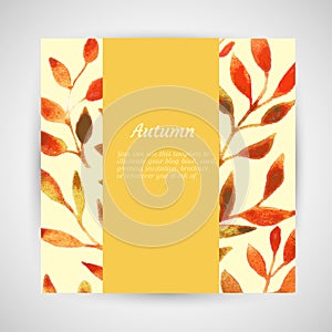 Vector autumn watercolor leaf pattern template