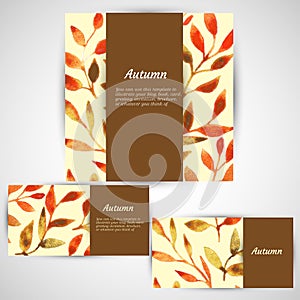 Vector autumn watercolor leaf pattern template