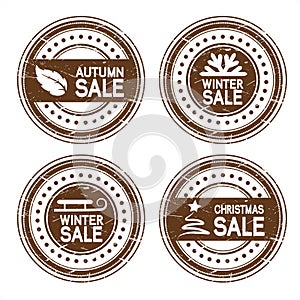 vector autumn, winter, Christmas sale stamps