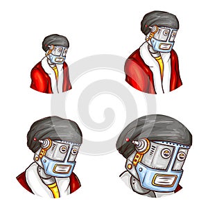 Vector avatar of robot in Christmas costume