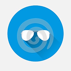 Vector Aviators glasses icon on blue background. Flat image Sung