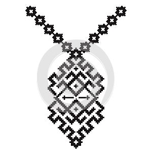 Vector aztec necklace Embroidery for fashion women. Pixel tribal pattern print or web design. jewelry,