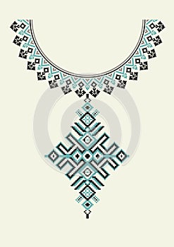Vector aztec necklace Embroidery for fashion women. Pixel tribal pattern for print or web design. jewelry, necklace