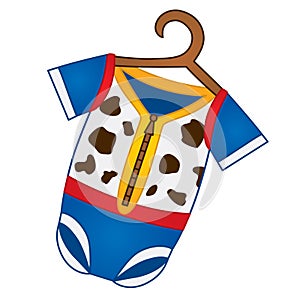 Vector Baby Boy Bodysuit in Cowboy Style. Vector Baby Boy Shower
