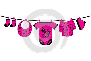 Vector Baby Clothes. Baby Shower Vector Illustration.