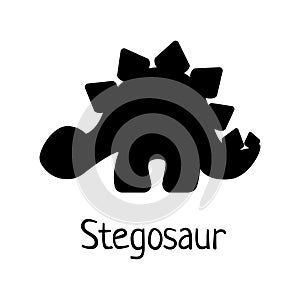 Vector baby dino silhouette - stegosaurus - for logo, poster, banner. For historic event, dinosaur party invitation, fashion