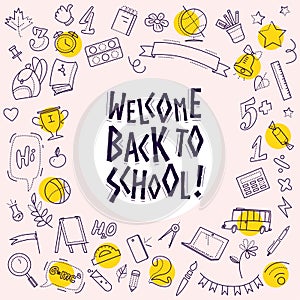 Vector back to school doodle set illustration.