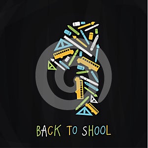 Vector back to school emblem composed of nice icons. Emblem on s