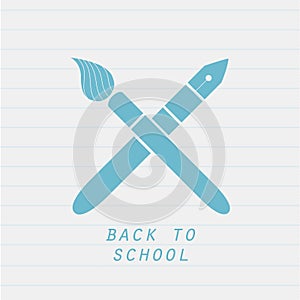 Vector back to school emblem. Square banner for back to school p