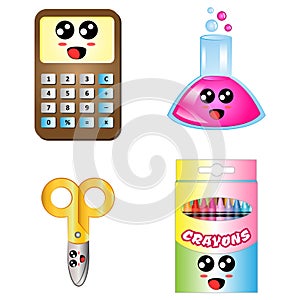 Vector Back to School Kawaii Set