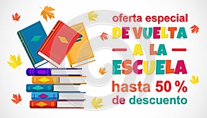 Vector Back to School Sale colorful poster in Spanish language photo