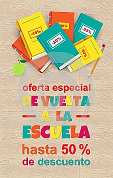 Vector Back to School Sale poster in Spanish language photo