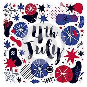 Vector background with abstract patriotic elements for 4 July Independence Day