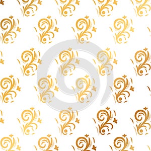 Vector background  abstraction from gold flowers on a white background.