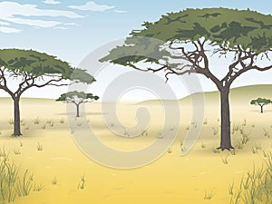 Vector background of the African savanna