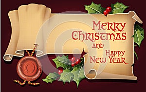 Vector background with antique scroll for Christmas and New year