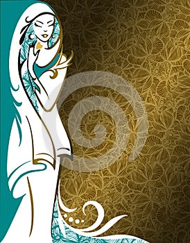 Vector background with beautiful arabian woman