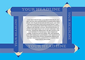 Vector Background with Blue Pencils Border Framing White Text Ar