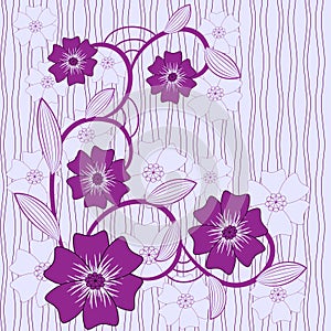 Vector background with blue and violet flowers