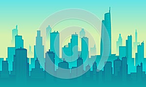 Vector background of the city of Almas Tower in the morning