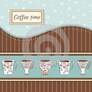 Vector background with coffee mugs