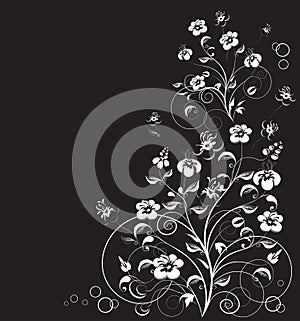 The vector background with decorative flowers. Vector illustration.