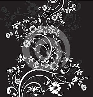 The vector background with decorative flowers. Vector illustration.