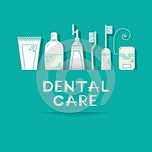 Vector Background with dental care symbols