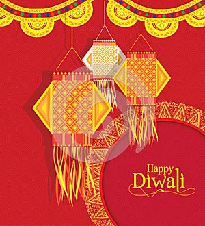 Vector Background for diwali festival with Hanging lamps